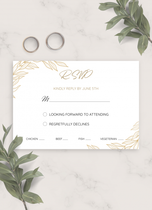 Wedding RSVP Cards Digital Or Printed