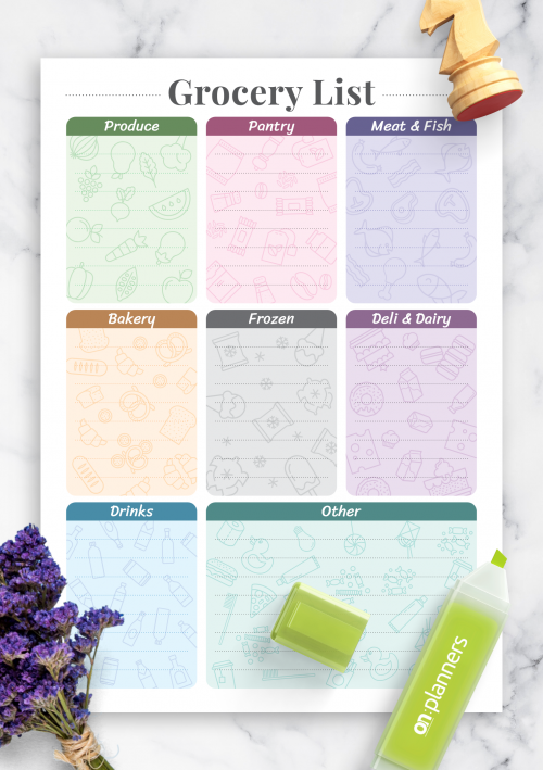 Floral Grocery List Printable Planner PDF Instant Download