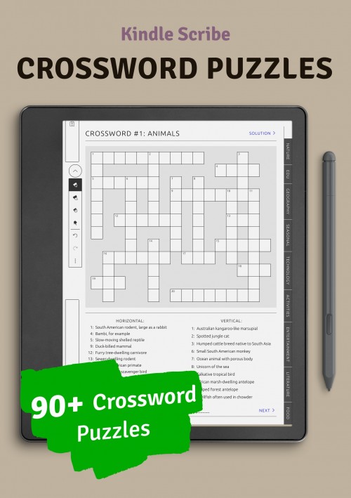 Customizable CROSSWORD PUZZLES digital book for Kindle Scribe