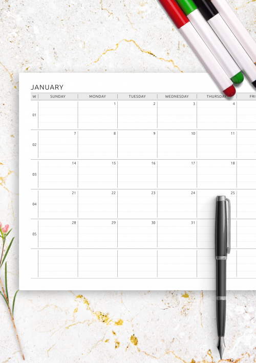 Download Printable One Page Lined Monthly Calendar PDF Download Printable One Page Lined Monthly Calendar PDF