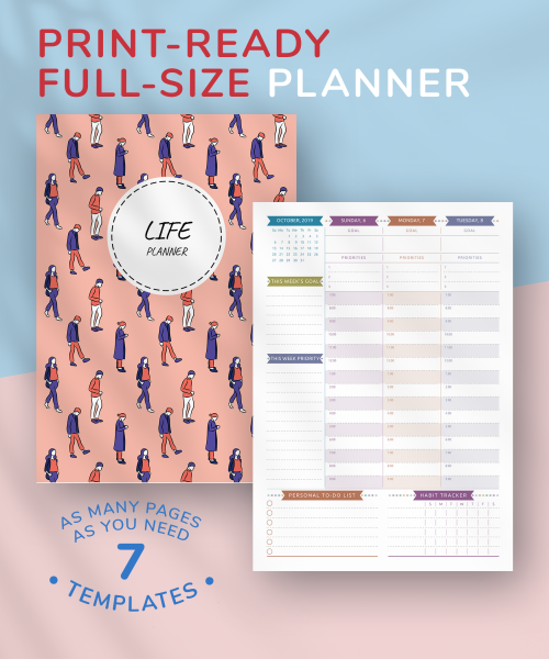 Reflection sheet Calendar 2022 Todo list and bonus habit tracker todays plan template Cute His & Hers Printable daily planner
