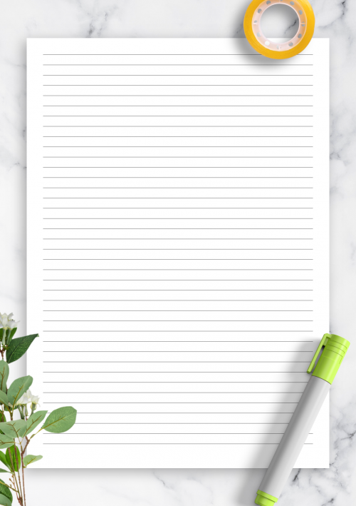 download printable lined paper template narrow ruled 14