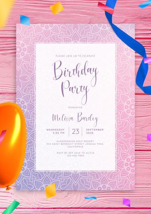Women's Birthday Invitations - Download PDF or Order printed
