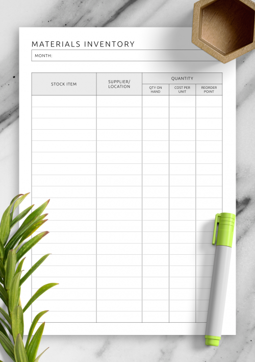 Download Printable Office Supplies Inventory Template PDF