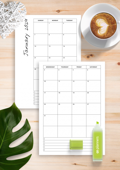 Monthly Calendar Template - Download PDF