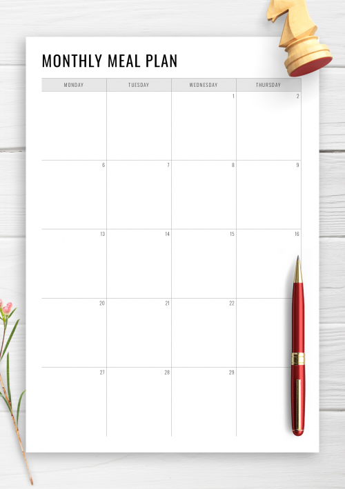 free printable monthly meal planner