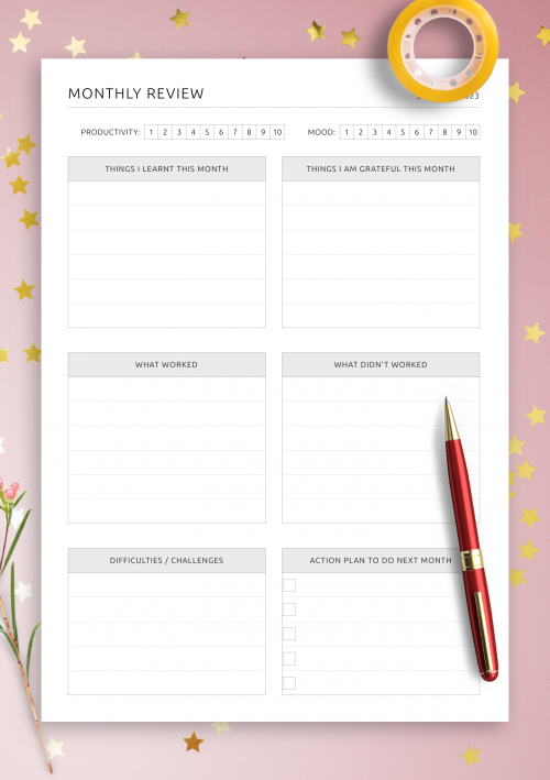 Minimalist Monthly Planner, Monthly Organizer, Month At A Glance