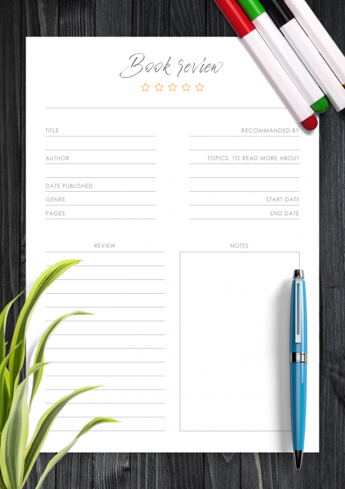 FREE Book Review Template & Reading Journal - Blossom & Become