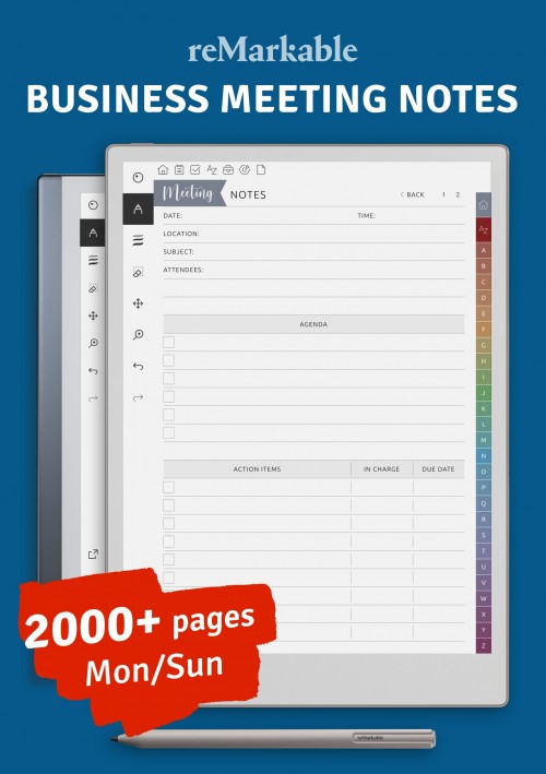 Remarkable 2 Planner Templates