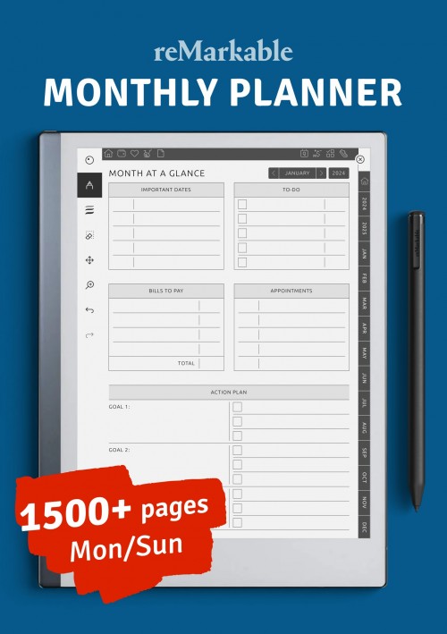 the first image for the reMarkable Monthly Planner