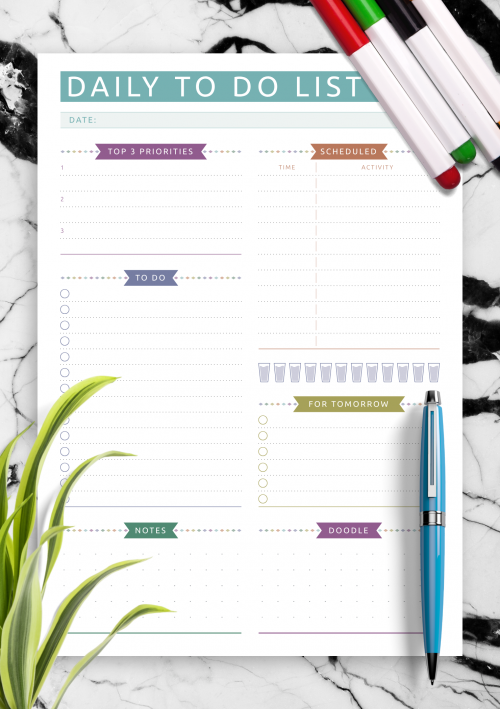 daily to do list template for word