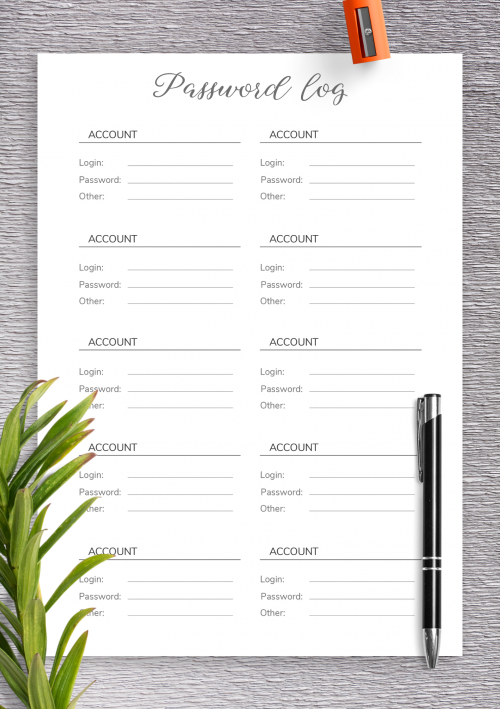 Password Log Templates | 9+ Free Printable Word, Excel & PDF Formats