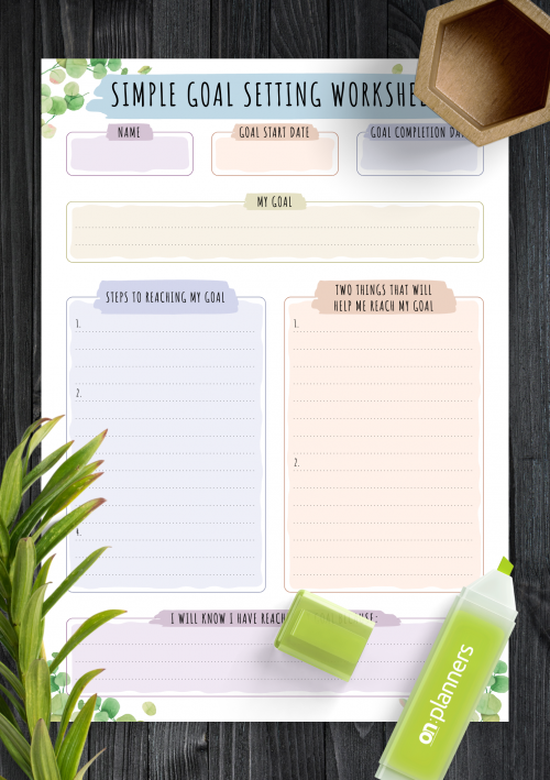 5 Year Goal Plan Goal Setting Worksheet Printable Goal Planning Sheet PDF  Printable DIGITAL DOWNLOAD -  Canada