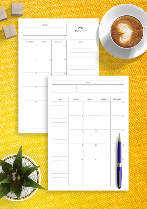 3 1/2 X 2 Inches 2023 2024 Mini Monthly Calendars Small -   Printable  calendar pdf, Planner inserts printable, Printable planner