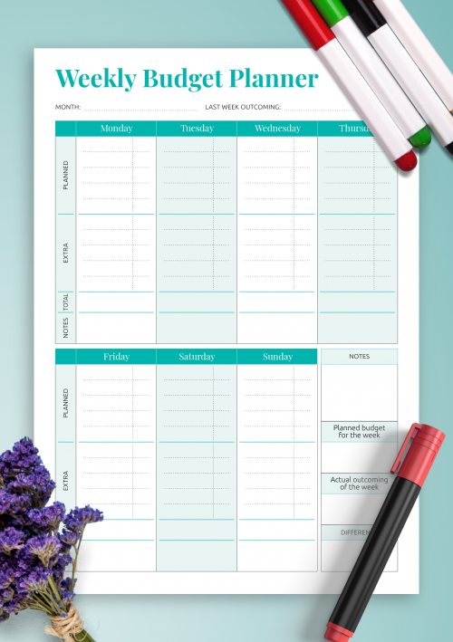 Weekly Budget Calendar Template Cass Maryjo