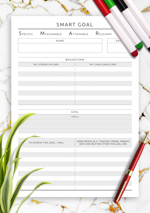 Personal Goal Setting Templates - Download PDF