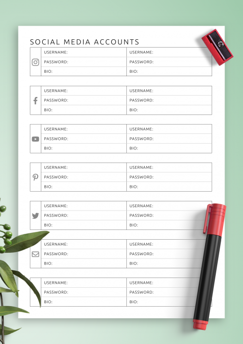 download printable social media planner template pdf