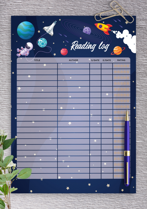 printable reading log form