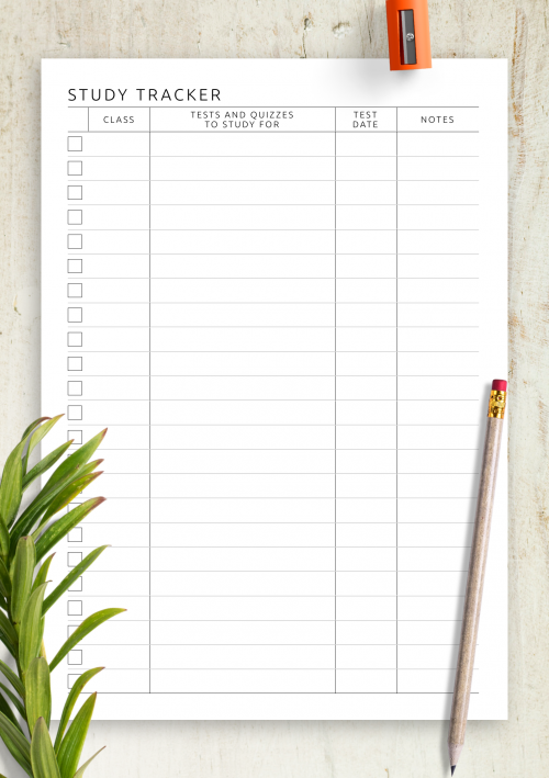 assignment tracker printable