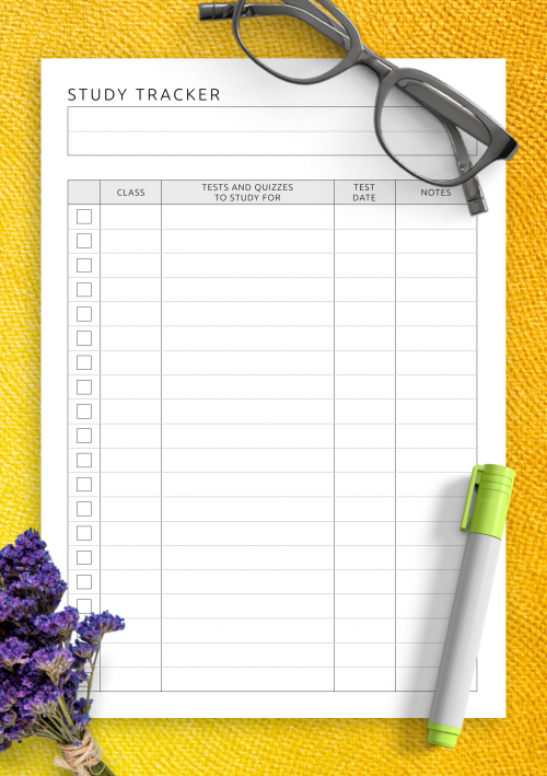 assignment tracker printable