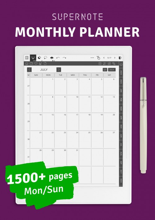 A5 Weekly Planner, 1 Page per Week, 2 Pages per Month, with Lines