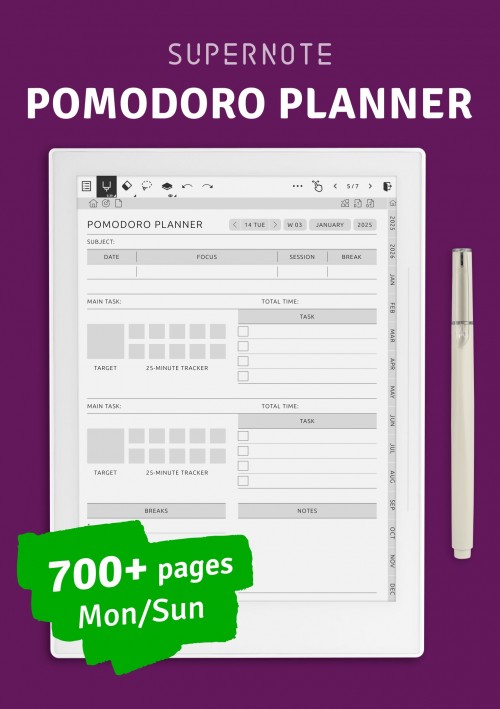 Pomodoro Planner for Supernote
