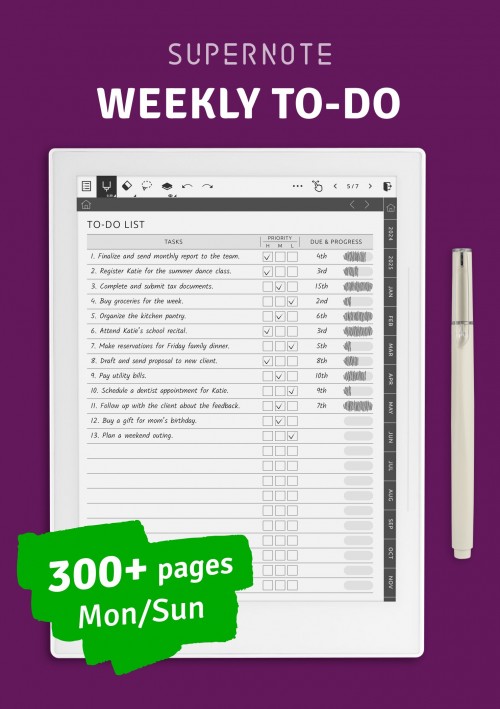 Weekly To-Do for Supernote a6x & a5x 