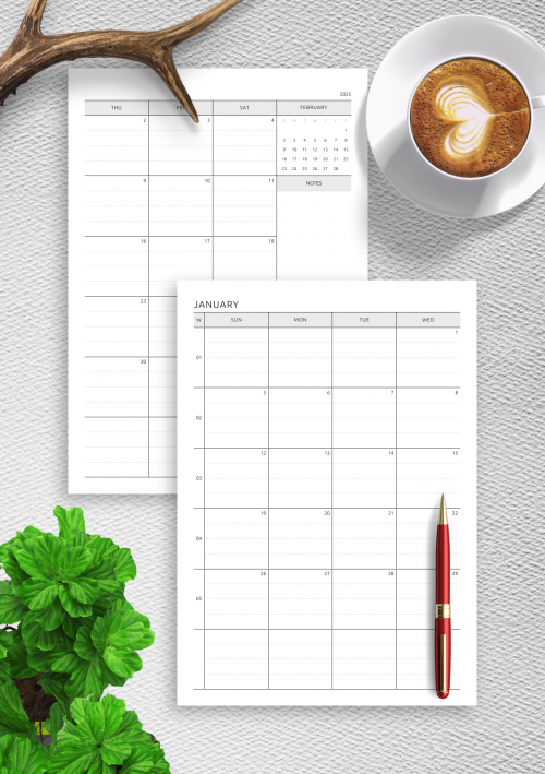 Download Printable Blank Monthly Calendar PDF