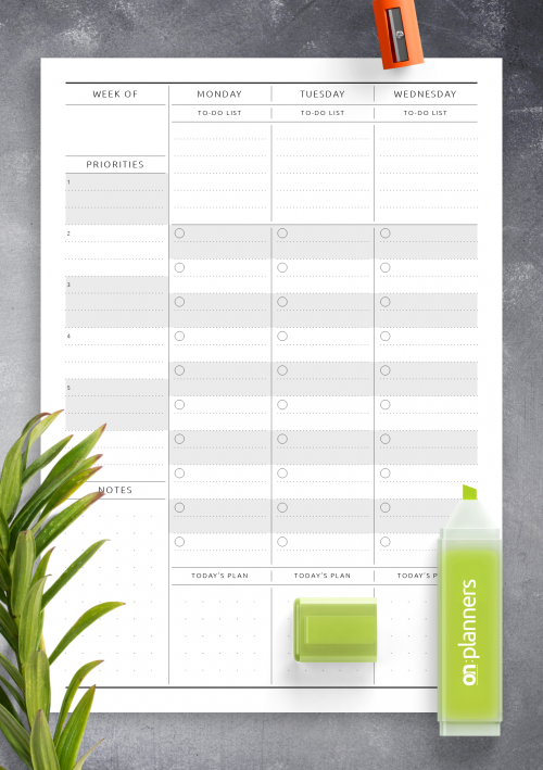 To Do List Weekly Template from onplanners.com