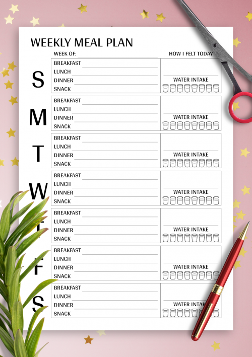 Weekly Lunch Menu Template from onplanners.com
