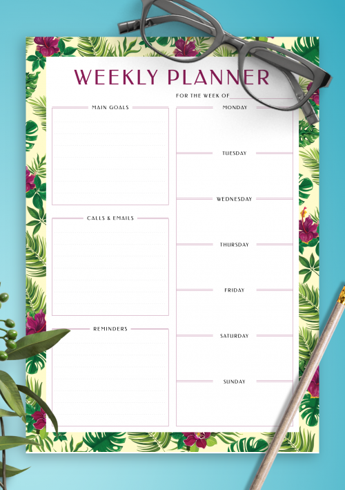 weekly planner template monday to friday