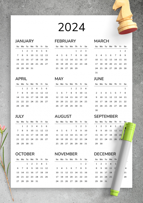 2024 yearly calendar printable