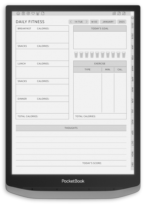 PocketBook - Health &amp; Fitness Planner - Portrait Contrast Theme