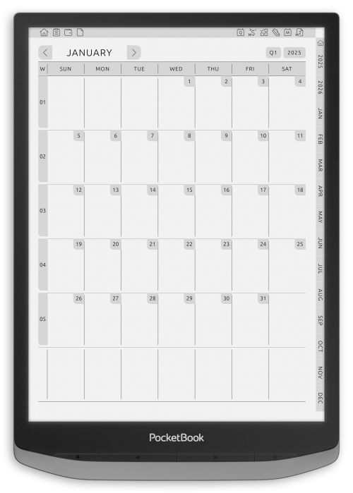 PocketBook - Monthly Calendar (5 years) - Portrait Contrast Theme