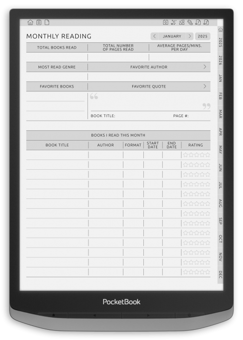 PocketBook - Reading Journal - Portrait Contrast Theme