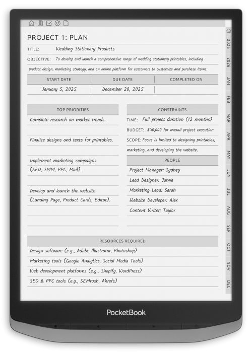 PocketBook - Project Planner - Portrait Contrast Theme