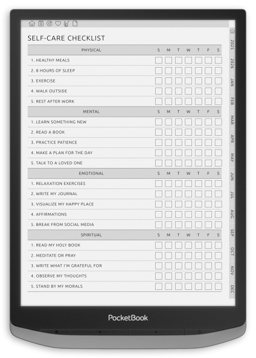 PocketBook - Self-Care Planner - Portrait Contrast Theme