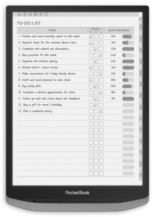 PocketBook - To-Do List - Portrait Contrast Theme