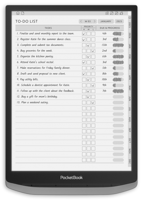 PocketBook - Weekly To-Do Planner - Portrait Contrast Theme