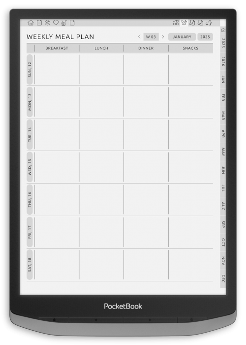 PocketBook - Meal Planner - Portrait Contrast Theme