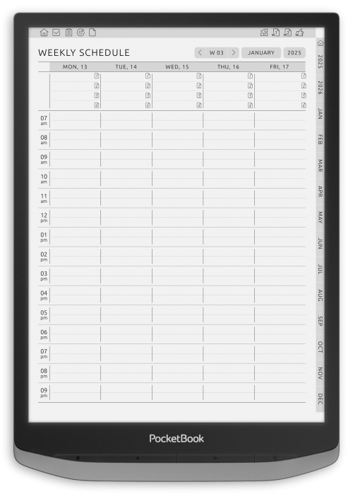 PocketBook - Weekly Schedule Planner - Portrait Contrast Theme