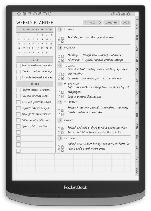 PocketBook - Weekly Planner - Portrait Contrast Theme