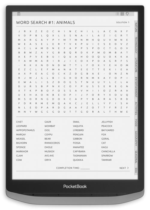 PocketBook - Word Search Puzzles - Portrait Contrast Theme
