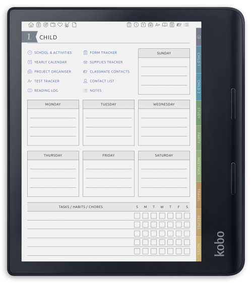 Kobo - Mom's Planner - Portrait Contrast Theme