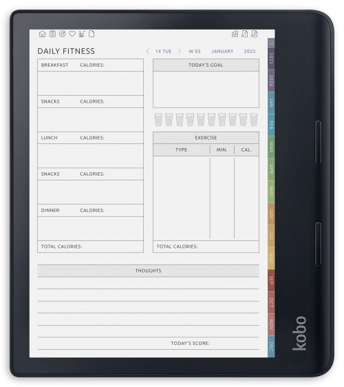 Kobo - Health &amp; Fitness Planner - Portrait Contrast Theme