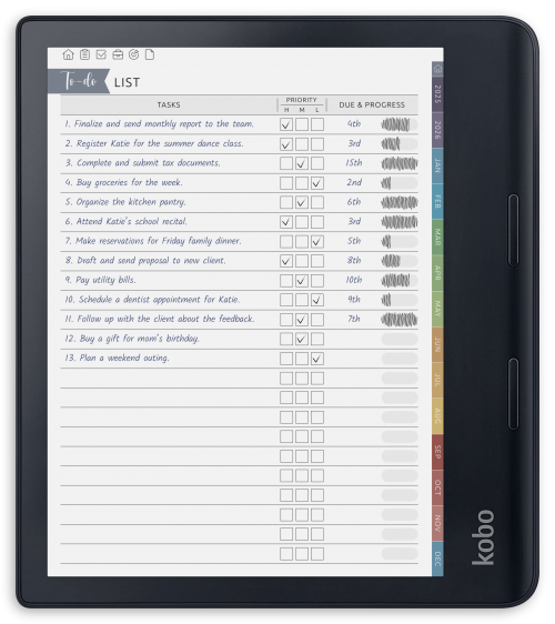Kobo - To-Do List - Portrait Contrast Theme