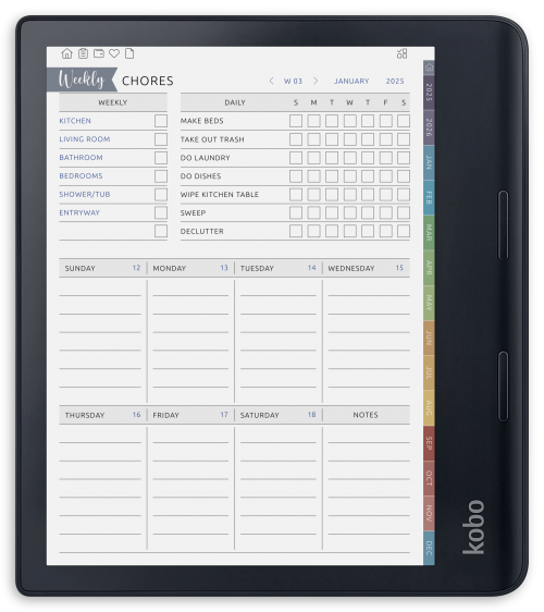 Kobo - Household &amp; Cleaning Planner - Portrait Contrast Theme