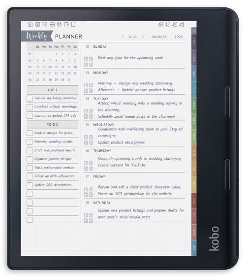 Kobo - Weekly Planner - Portrait Contrast Theme
