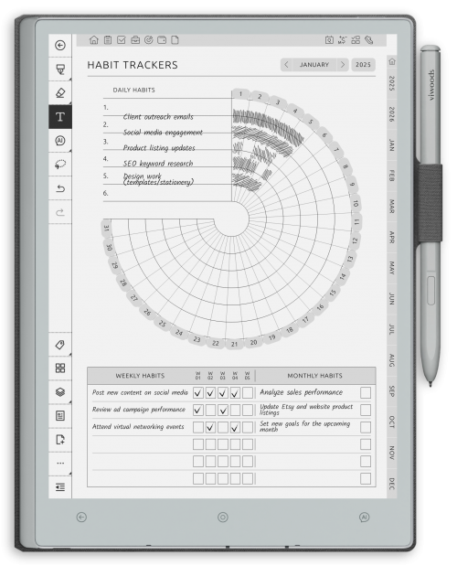 reMarkable Productivity Planner - Portrait Contrast Theme