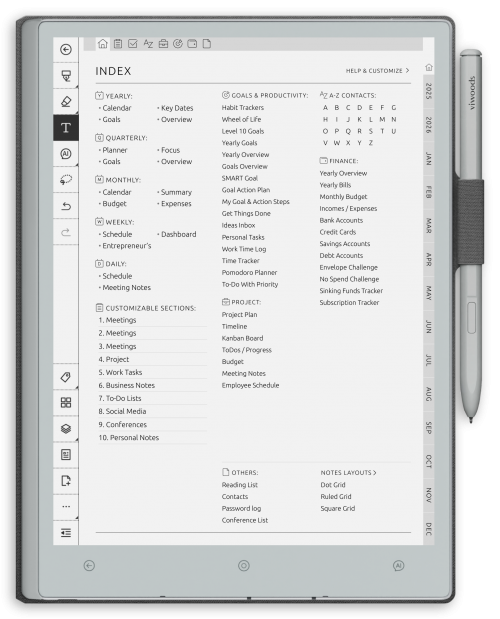 reMarkable Business Planner - Portrait Contrast Theme